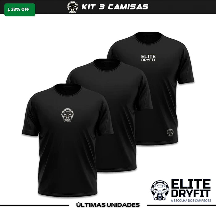  KIT 3 Camisetas Elite Dry Fit