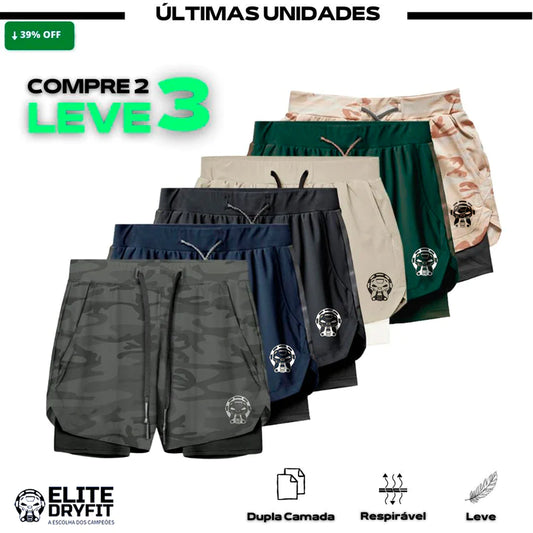 - Kit Shorts DryFit de Compressão Elite - Compre 2 Leve 3 + 3 BÔNUS Exclusivos