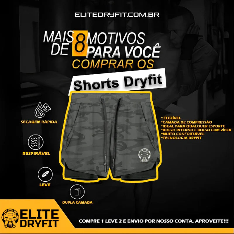 Shorts Elite DryFit® de Compressão - COMPRE 1 LEVE 2 + 3 BÔNUS EXCLUSIVOS!